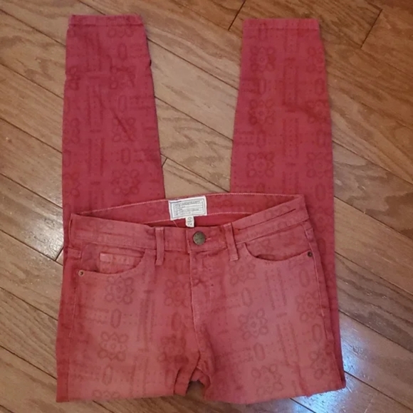 Current/Elliott Red Faded Distressed Stiletto Jeans - Picture 2 of 5